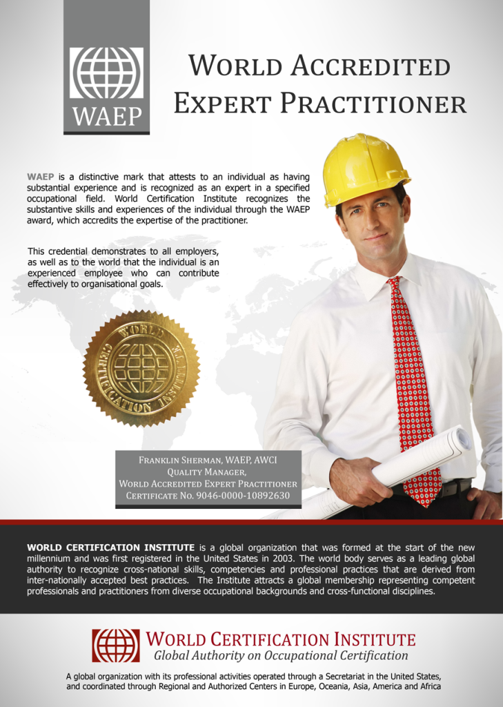 World Accredited Expert Practitioner - World Certification Institute 